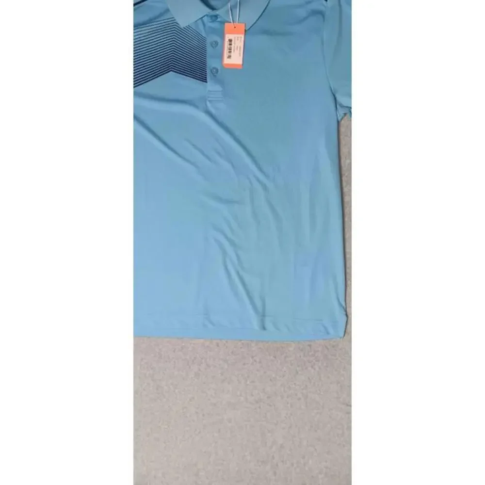 NWT Cutter & Buck Polo Shirt Mens Size Medium Light Blue Collar Buttons 